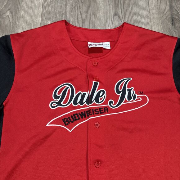Dale Earnhardt Jr Budweiser Chase Authentics Baseball Jersey Red Men’s Medium - Picture 2 of 8